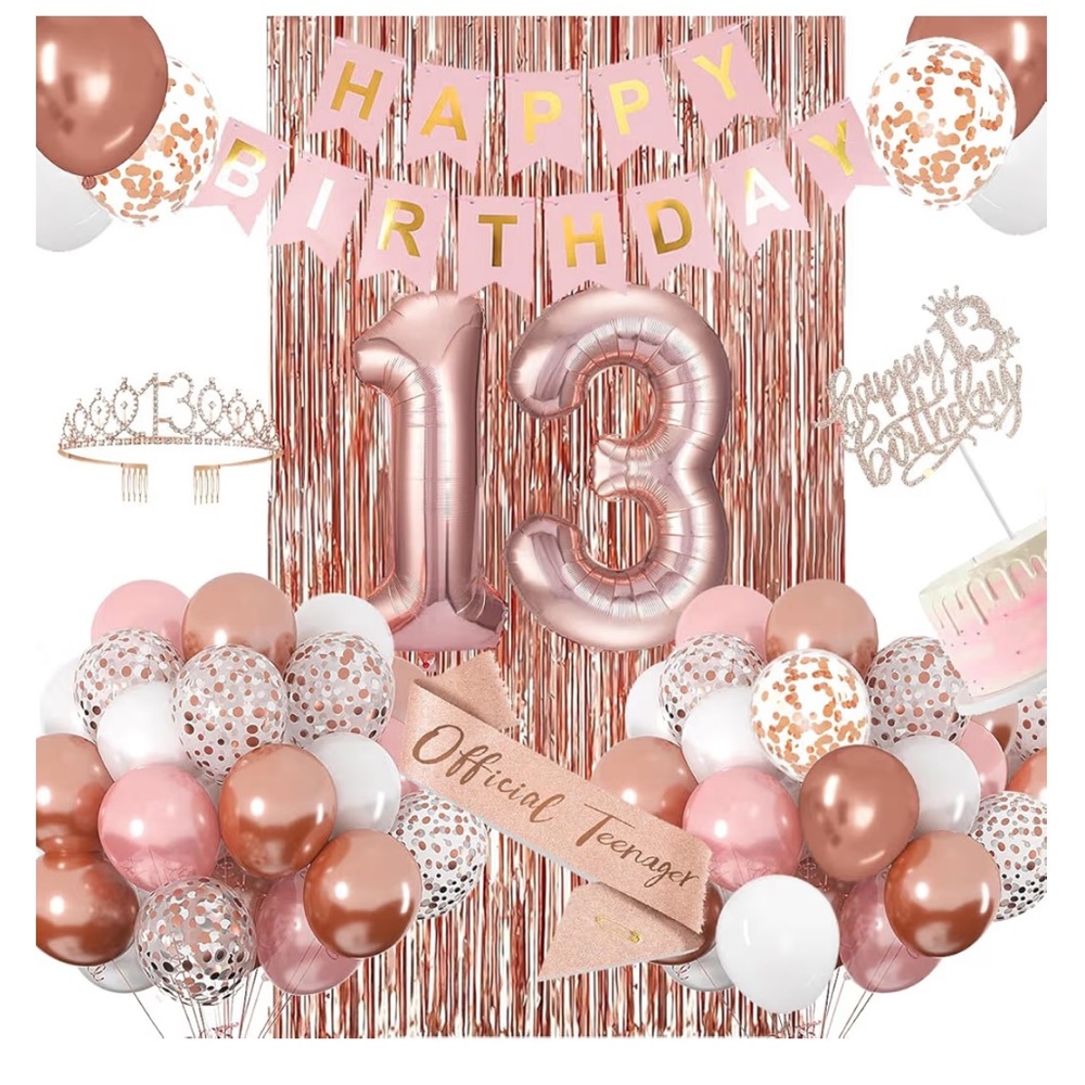 Rose Gold 13th Birthday Party Balloon Kit